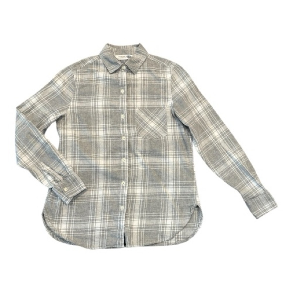 Old Navy The Classic Shirt Gray and White Plaid shirt